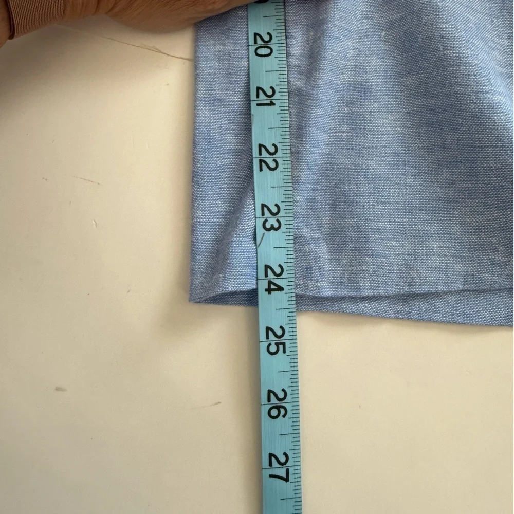 Banana Republic Blue High Rise Wide Leg Linen Blend Pull On Stretch Waist Pants